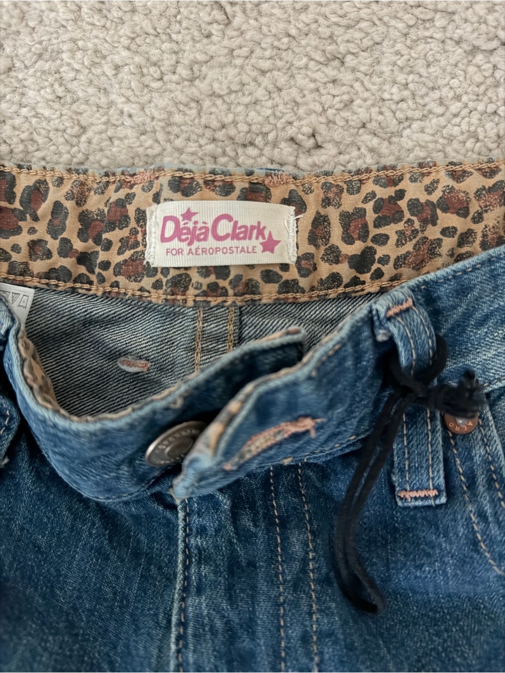 Déjà Clark for Aéropostale Super Baggy Jeans Leopard Waistband M Regular